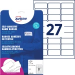 Samoprzylepne identyfikatory do zadruku, A4, 20 ark./op., 63,5 x 29,6 mm, białe, sztuczny jedwab, Avery L4784-20