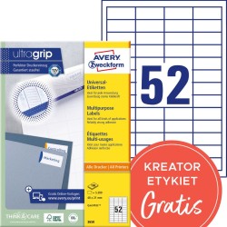 Trwałe etykiety papierowe 48 x 21 mm, białe etykiety samoprzylepne, etykiety do druku 100 ark. / op., Avery 3650