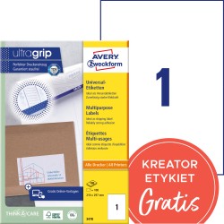 Trwałe etykiety papierowe 210 x 297 mm, białe etykiety samoprzylepne, etykiety do druku 100 ark. / op., Avery 3478