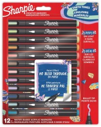 SHARPIE  Markery akrylowe kredowe  z efektem farbki  12 kolorów  ziemi+ worek