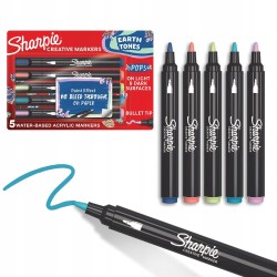 SHARPIE  Markery akrylowe kredowe  z efektem farbki  5 kolorów ziemi  + piórnik