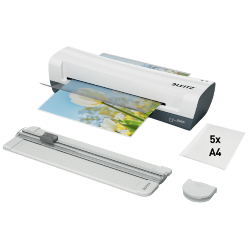 Laminator Leitz iLAM Home A4, zestaw 4w1 biały