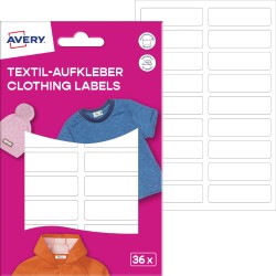 Naklejki na ubrania; 46 x 13 mm, 2 ark/36 naklejek., białe, AVERY