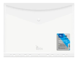 Tetis Teczka kopertowa A4 PP na zatrzask  z perforacją MLECZNA