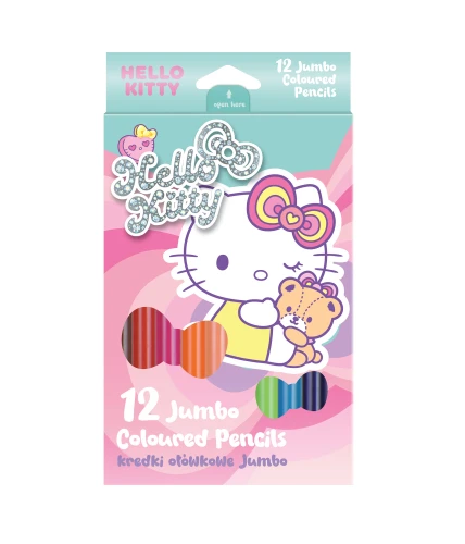 HELLO KITTY - KREDKI OŁÓWKOWE TRÓJKĄTNE JUMBO 12 KOLORÓW - PINK 1 /12/