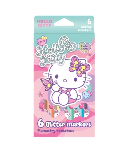 HELLO KITTY - FLAMASTRY BROKATOWE 6 KOLORÓW /PASTEL/ - PINK 1 /12/