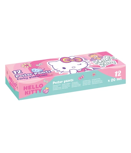 HELLO KITTY - FARBY PLAKATOWE 20 ML 12 KOLORÓW - PINK 1 /5/