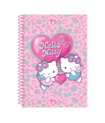 HELLO KITTY - KOŁOBRULION B5 /100 K/PLASTIKOWA SPIRALA/KRATKA - WZÓR 1 - PINK 1 /24/