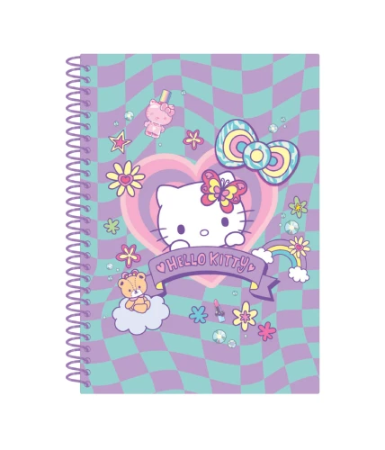 HELLO KITTY - KOŁOBRULION B5 /100 K/PLASTIKOWA SPIRALA/KRATKA - WZÓR 2 - PINK 1 /24/