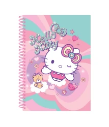 HELLO KITTY - KOŁOBRULION B5 /100 K/PLASTIKOWA SPIRALA/KRATKA - WZÓR 3 - PINK 1 /24/