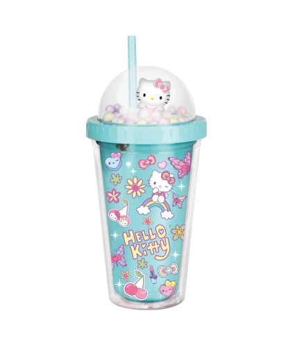 HELLO KITTY - KUBEK Z RURKĄ - LIGHT BLUE - PINK 1 /24/