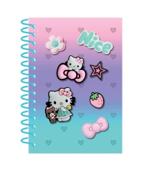 HELLO KITTY - KOŁOBRULION A5 /100 K/SILIKONOWA OKŁADKA Z PINSAMI-PLASTIKOWA SPIRALA/KRATKA/ - WZÓR 2 - PINK 1 /24/