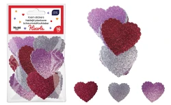 Interdruk Brokatowe naklejki piankowe samoprzylepne 16szt HEARTS