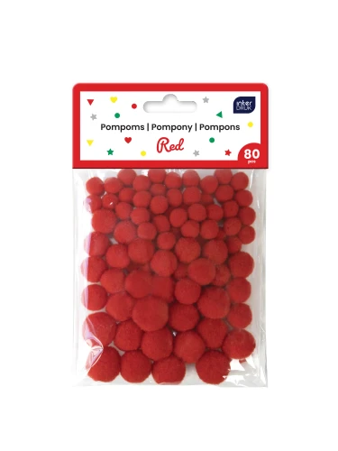 Interdruk Pompony do dekoracji 80szt.RED