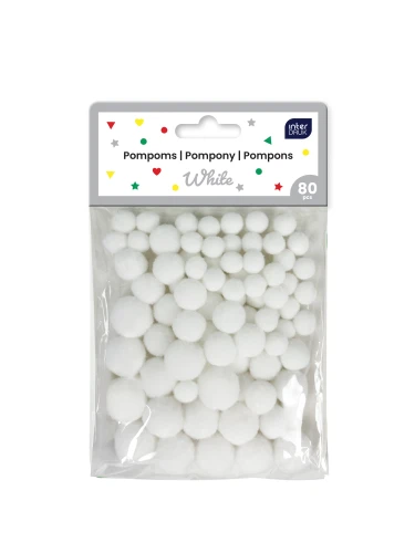 Interdruk Pompony do dekoracji 80szt.White