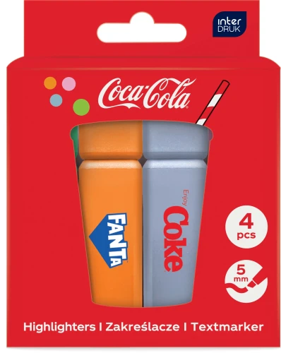 Interdruk Zakreślacze 4 kol. w pudełku Coca-Cola