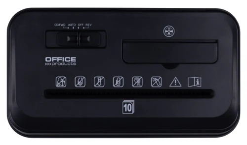 Niszczarka OFFICE PRODUCTS, paski, do 10 kartek A4, kosz 14l, czarna