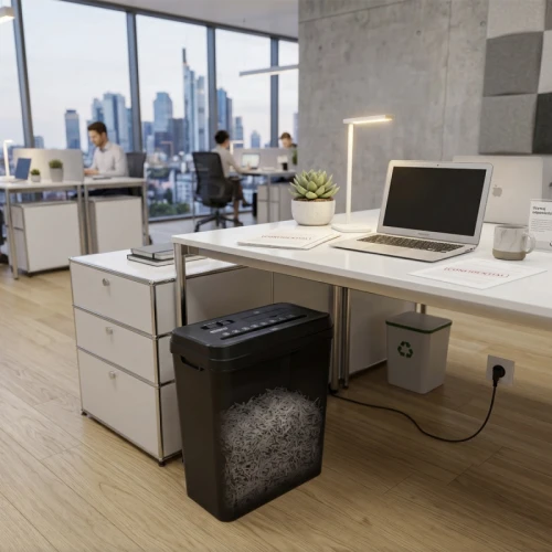 Niszczarka OFFICE PRODUCTS, paski, do 10 kartek A4, kosz 14l, czarna