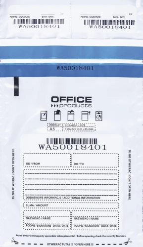 KOPERTA BEZPIECZNA OFFICE PRODUCTS M5,150x220mm 50 sztuk, BIAŁA