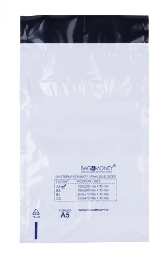 KOPERTA BEZPIECZNA OFFICE PRODUCTS M5,150x220mm 50 sztuk, BIAŁA