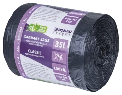 Worki na śmieci odpady DONAU EXPERT, klasyczne, Big Rola XXL, z uszami, 35l, 100 szt., czarne