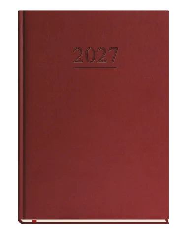 T-218V-B.png kalendarz A4 bordo 2027, kalendarz książkowy bordo 2027, bordowy kalendarz 2027, terminarz A4 bordo 2027, elegancki kalendarz bordo 2027, kalendarz tygodniowy bordo 2027