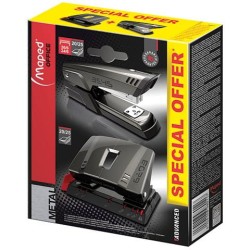 Zestaw Zszywacz Dziurkacz 25k Advanced Metal  Grafitowy Met