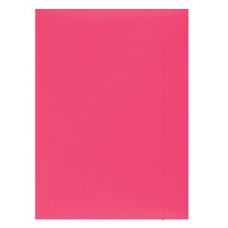 Teczka Z Gumką Office Products, Karton, A4, 300gsm, 3-Skrz., Różowa