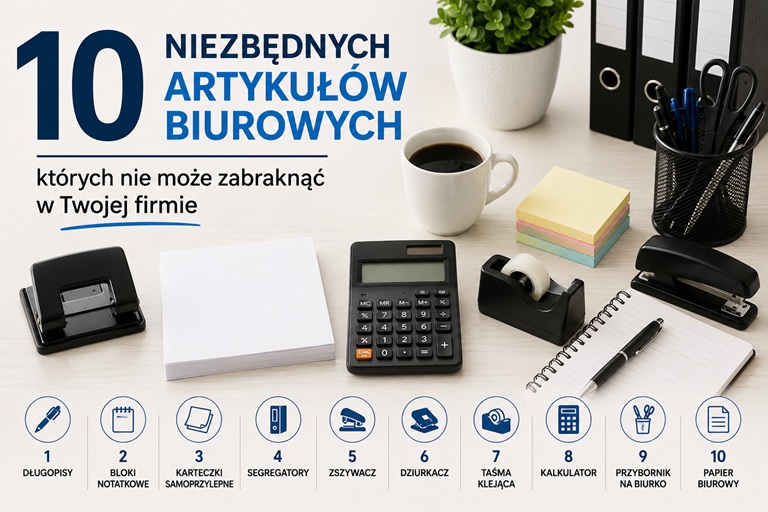 10 niezbędnych artykułów biurowych, których nie może zabraknąć w Twojej firmie