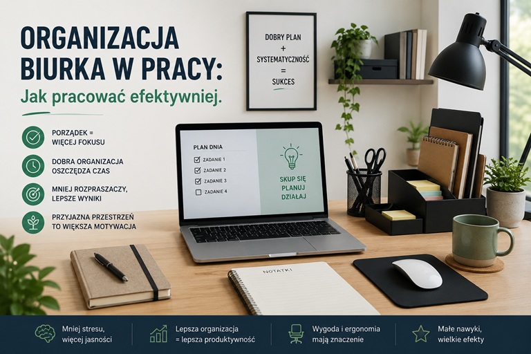 Organizacja biurka w pracy: Jak pracować efektywniej.